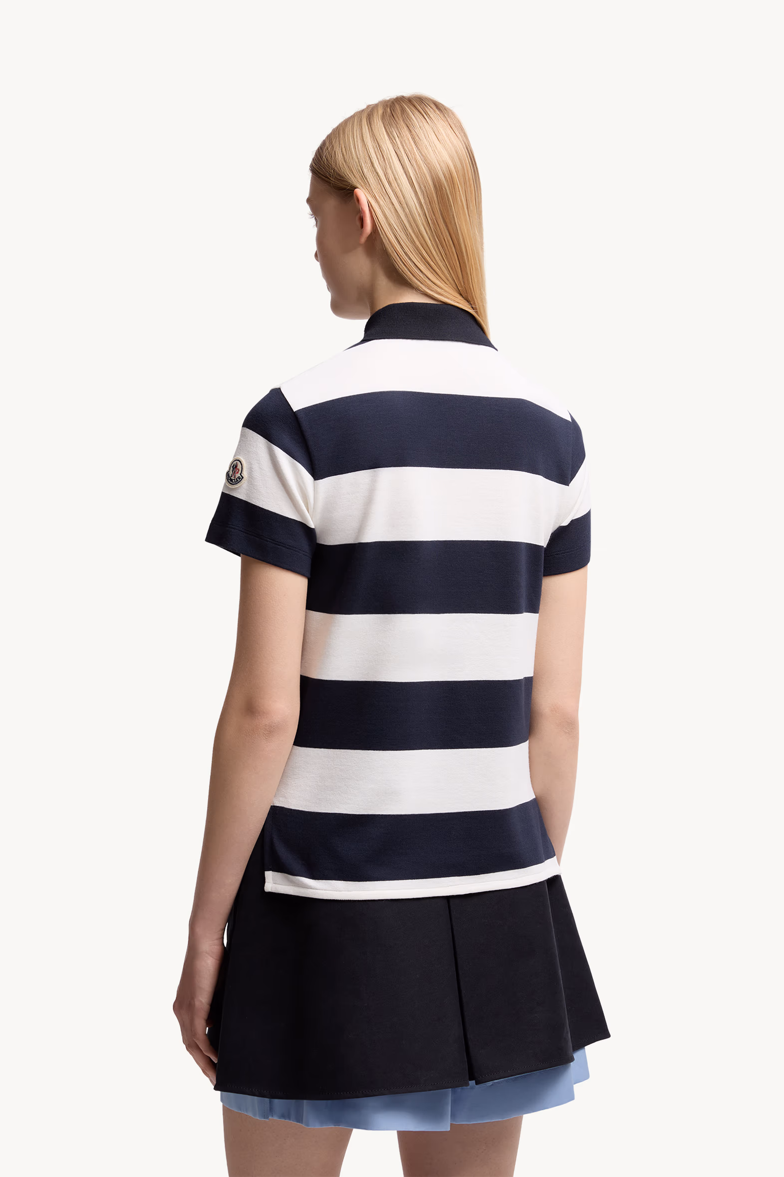 Striped Polo Shirt Women White & Blue Moncler 5